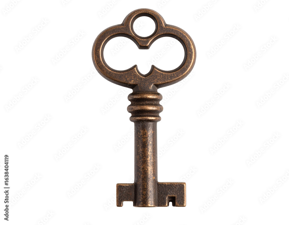 Rustic Antique Metal Key with Ornate Bow, Front View, Isolated Transparent Background PNG Rustic Antique Metal Key with Ornate Bow, Front View, Isolated Transparent Background PNG