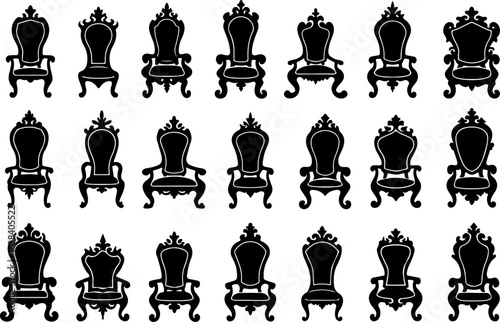 "Vintage Royal Throne Chair Silhouette Bundle"