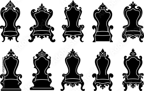 "Vintage Royal Throne Chair Silhouette Bundle"