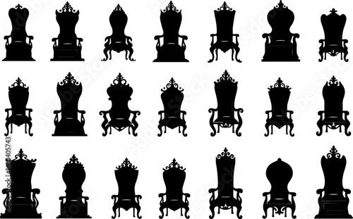 "Vintage Royal Throne Chair Silhouette Bundle"