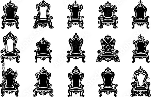 "Vintage Royal Throne Chair Silhouette Bundle"