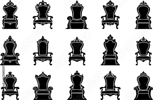 "Vintage Royal Throne Chair Silhouette Bundle"
