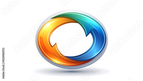 Circular logo with flowing arrows