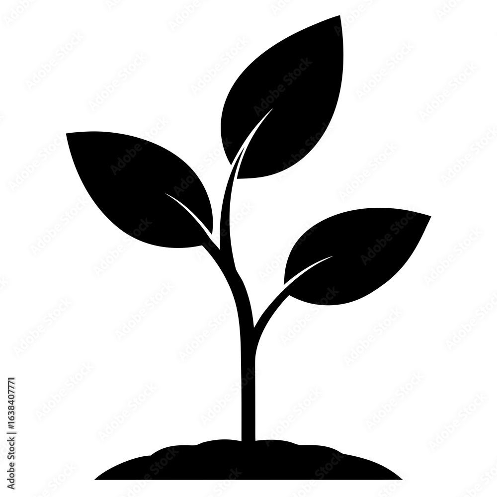 Obraz premium Young Green Sapling Vector