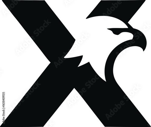 Abstract X Logo with Eagle Head Silhouette Minimalist Design and Modern Branding Concept for Business and Corporations