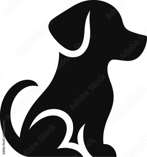 Cute Puppy Dog Silhouette Sitting Illustration for Logos or Graphic Design Projects Friendly Canine Design for Vector Art and Creative Concepts