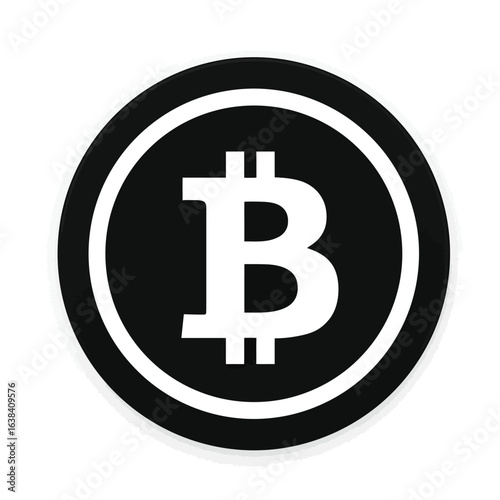 Bitcoin cryptocurrency symbol icon black and white