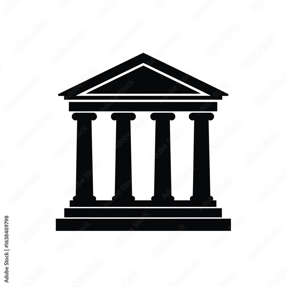 Obraz premium Classic greek building with columns and pediment silhouette