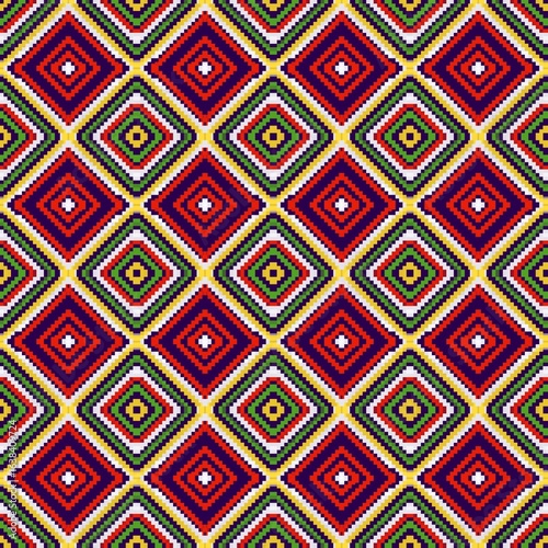 Wallpaper Mural Vibrant geometric pattern with colorful diamond shapes, perfect for modern design and textile backgrounds Torontodigital.ca