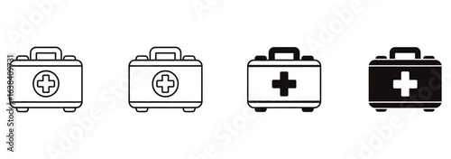 WebVector art of illustrations of first aid kits, symbolizing medical assistance, emergency preparedness, and essential health supplies for treating injuries isolated on white background