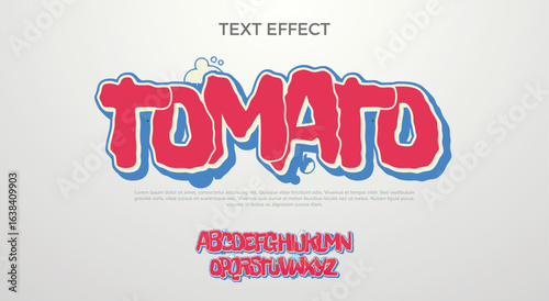 Tomato logo graffiti font text effect, spray and street text style	
