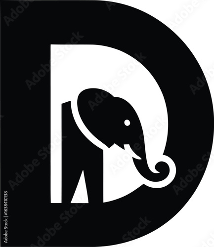 Elegant Elephant Logo Design in Black and White Minimalist Branding Concept for Creative Businesses and Wildlife Conservation Initiatives