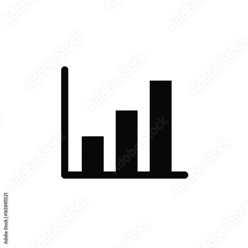 Simple black bar graph icon showing upward trend on white background