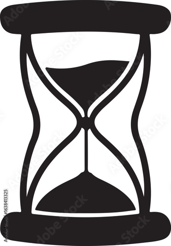 Silhouette Style Vector Sand clock Logo Design Icon – Minimal Hourglass Symbol for Time, Business, Productivity, Vintage Antique Timer Emblem, Monochrome Graphic Illustration for Branding