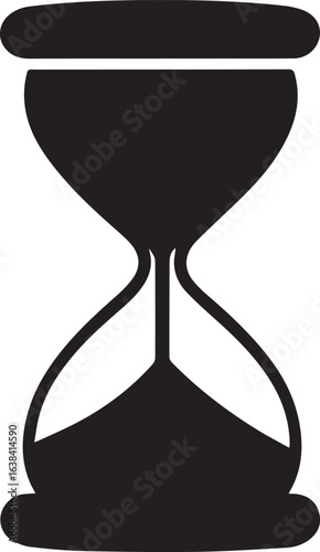 Silhouette Style Vector Sand clock Logo Design Icon – Minimal Hourglass Symbol for Time, Business, Productivity, Vintage Antique Timer Emblem, Monochrome Graphic Illustration for Branding