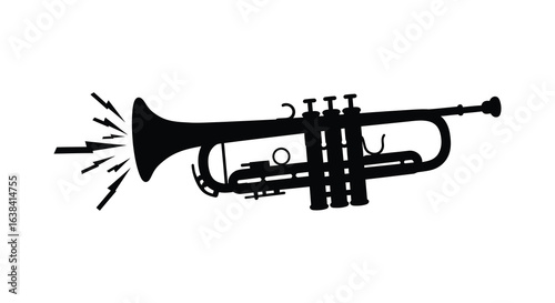 Silhouette of a trumpet with a lightning bolt coming out of it