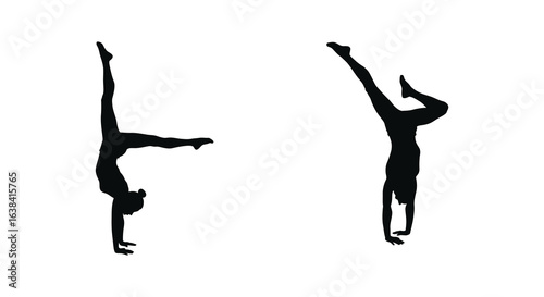 Acrobatic Handstand Poses Silhouette