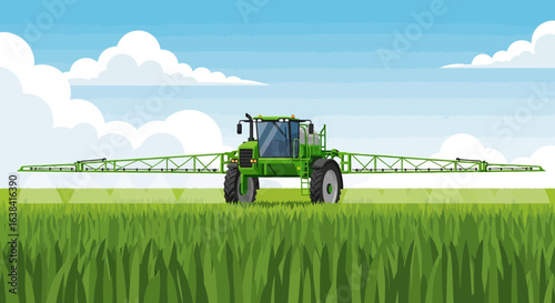 Automated crop care a vibrant illustration of modern agricultural technology