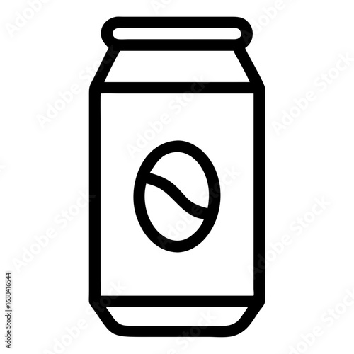 Beverage can with simple line design on white background  