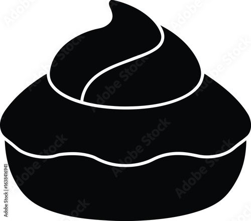 Cream Puff Silhouette Vector Art Illustration