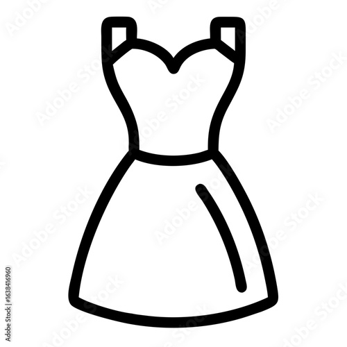 Simple line drawing of a women's dress in minimalist style  