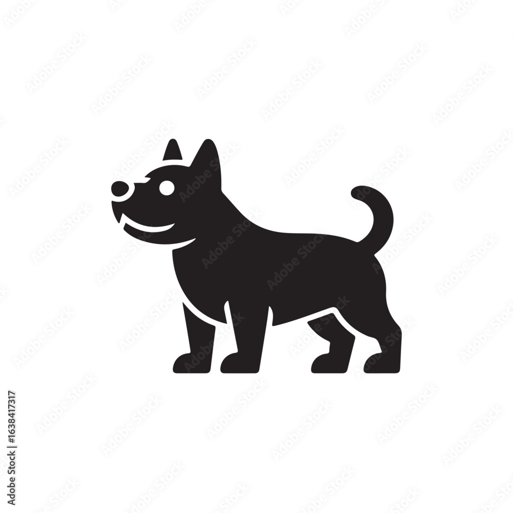 Obraz premium Black dog icon standing profile view simple silhouette canine animal