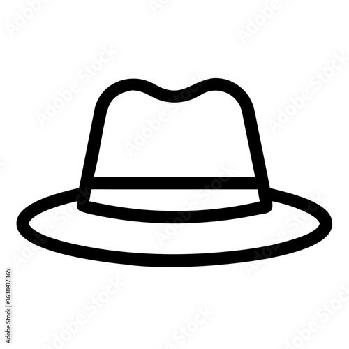 Simple line drawing of a classic felt hat  