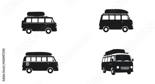 Vintage Camper Van Silhouettes Set silhouette