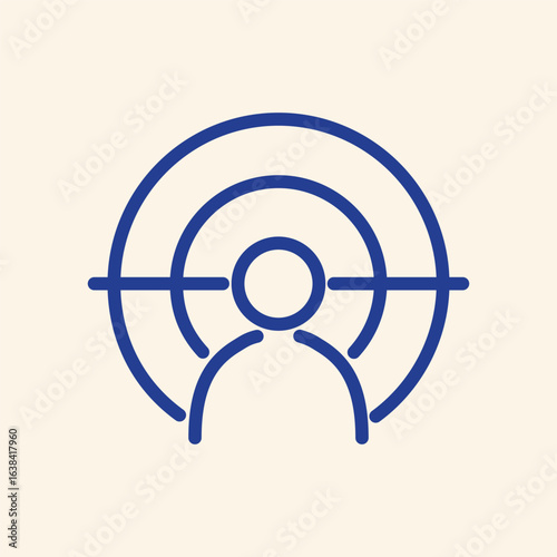 Targeted audience concept with person icon within concentric circles and crosshairs