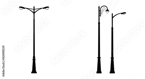 Silhouette of Different Street Lamp Posts