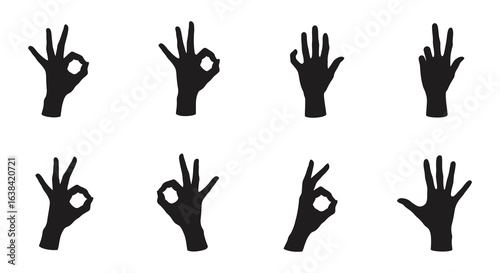Eight Hand Gestures OK Sign Silhouette