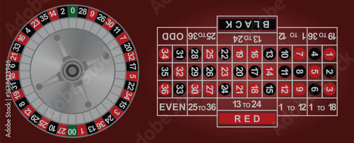 Red roulette mat. vector illustration	