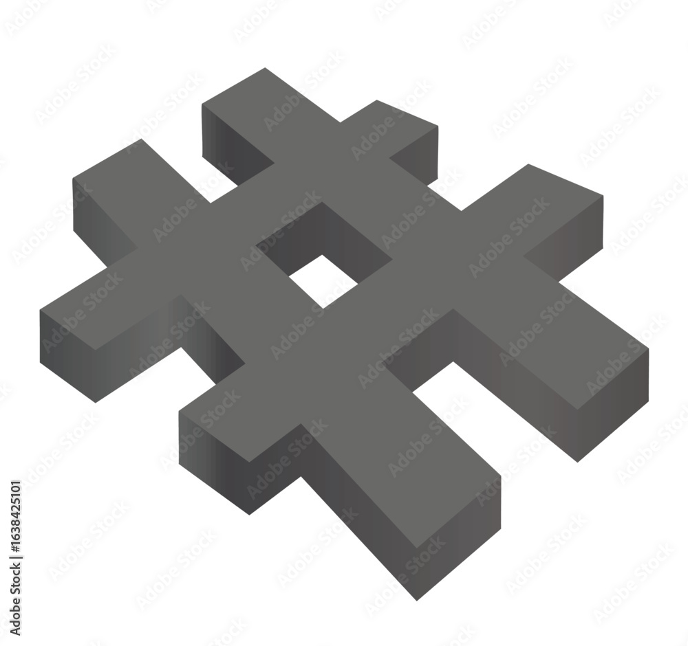 Obraz premium Hash mark sign 3D. vector 