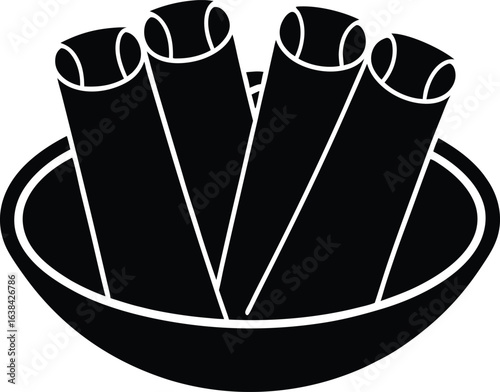 spring rolls silhouette vector art illustration