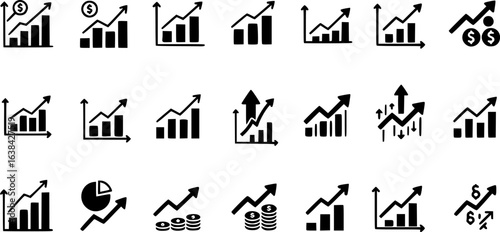 Growth Trend Chart icon vector set. Profit graph illustration sign collection. up arrow symbol or logo.
