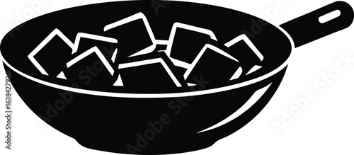 tofu stir fry silhouette vector art illustration
