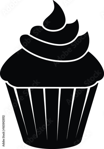 vanilla cupcake silhouette vector art illustration