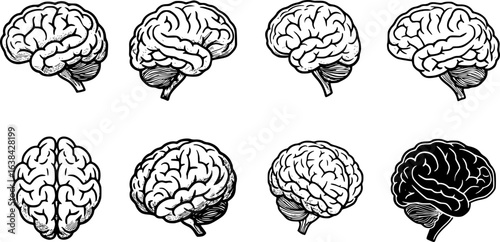 Brain icon vector set. Think illustration sign collection. Creative thinking symbol. Thoughts logo.
