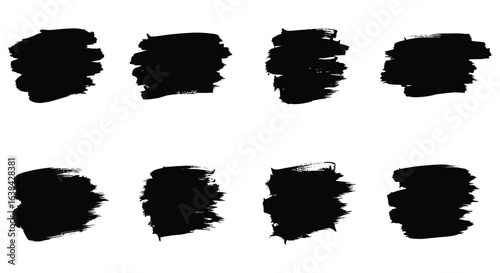 Black Ink Brush Stroke Collection on White Background silhouette