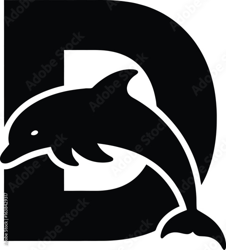 Elegant Dolphin Silhouette Vector Illustration with Geometric Design and Ocean Theme for Modern Branding and Creative Projects