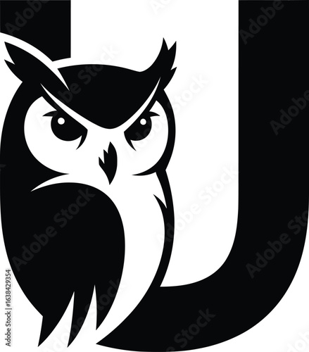 Elegant Owl Logo Design Featuring the Letter J for Branding and Corporate Identity with Sophisticated Visuals and Nocturnal Bird Symbolism for Modern Business