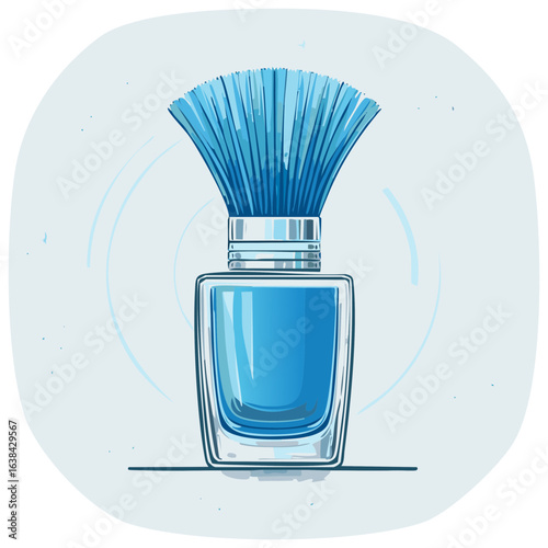 Blue Cologne Bottle with Brush Cap Fresh Fragrance Minimalist Design Aesthetics