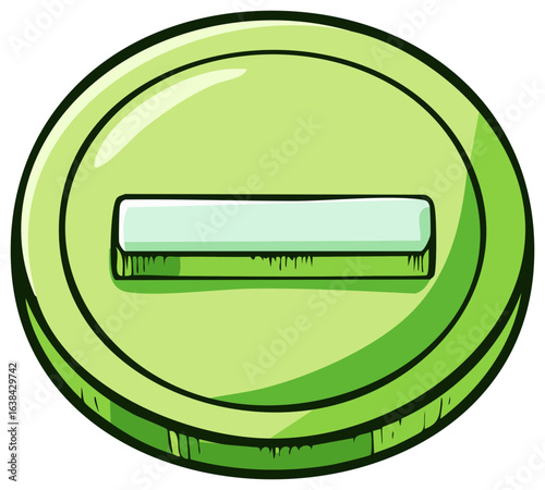 Green Cartoon Minus Button Icon for Decrement Subtraction or Negative Quantity Illustration