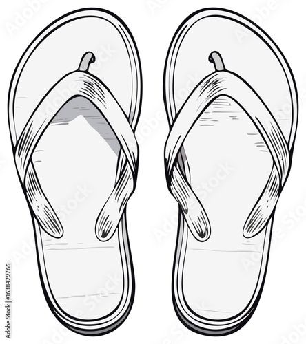 Pair of White Flip Flops Sandals Illustration Isolated on White Background