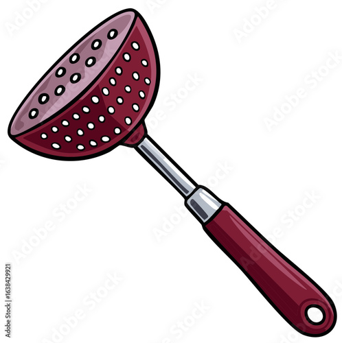 Illustration of Kitchen Skimmer Strainer Scoop Utensil for cooking draining draining foods