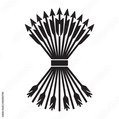 Bundle of Arrows Illustration: A meticulously crafted illustration featuring a symmetrical bundle of arrows, a symbol of unity, strength, and focus. Each arrow is carefully depicted.