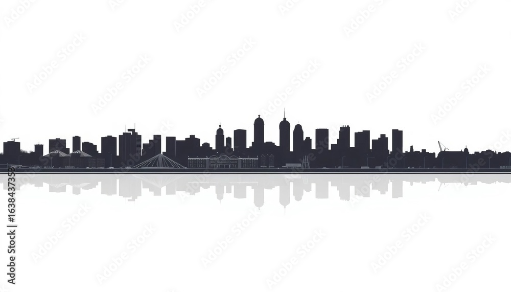 Fototapeta premium Krasnoyarsk skyline silhouette against a pristine white background, tourism, Yenisei River
