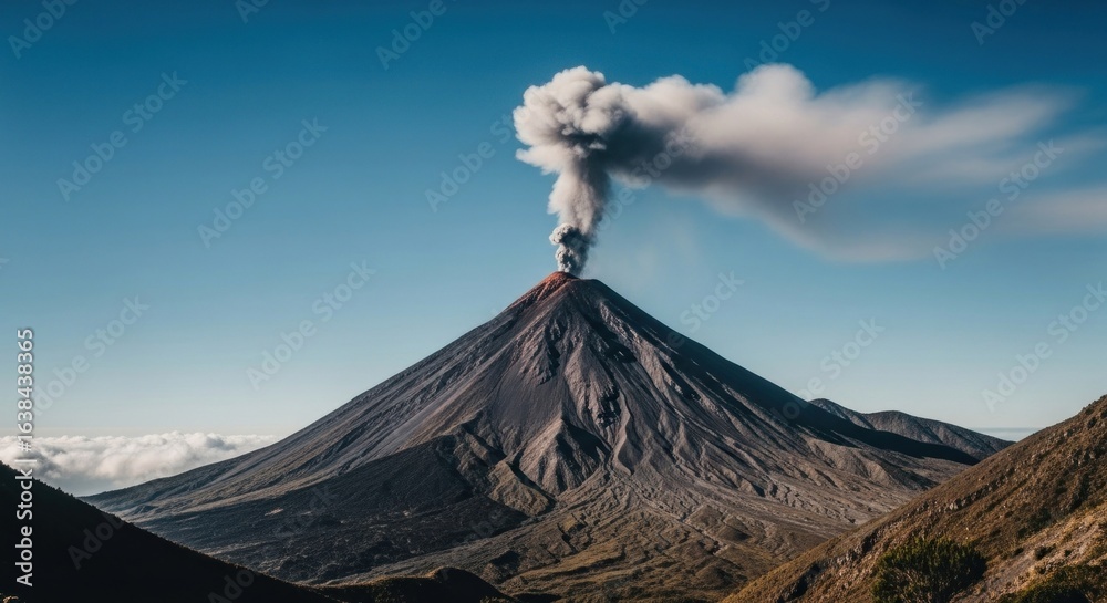 Fototapeta premium Active volcano erupting plume of smoke