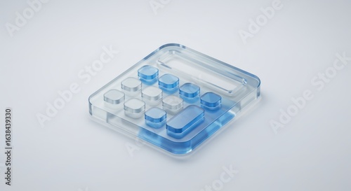Transparent glass calculator icon on white background. (1)