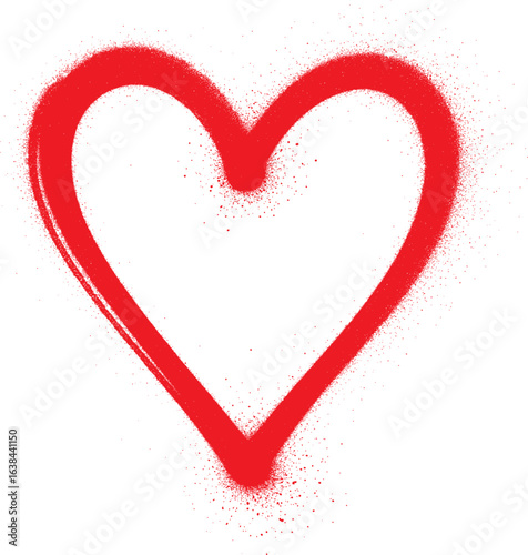 Red heart spray paint valentine love design graphic element vector illustration art